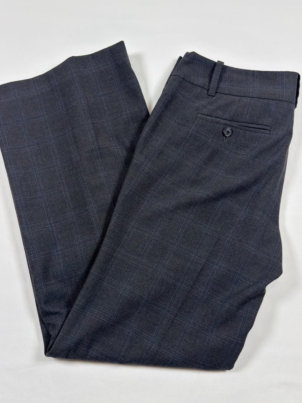 LOFT Black Windowpane Dress Trousers